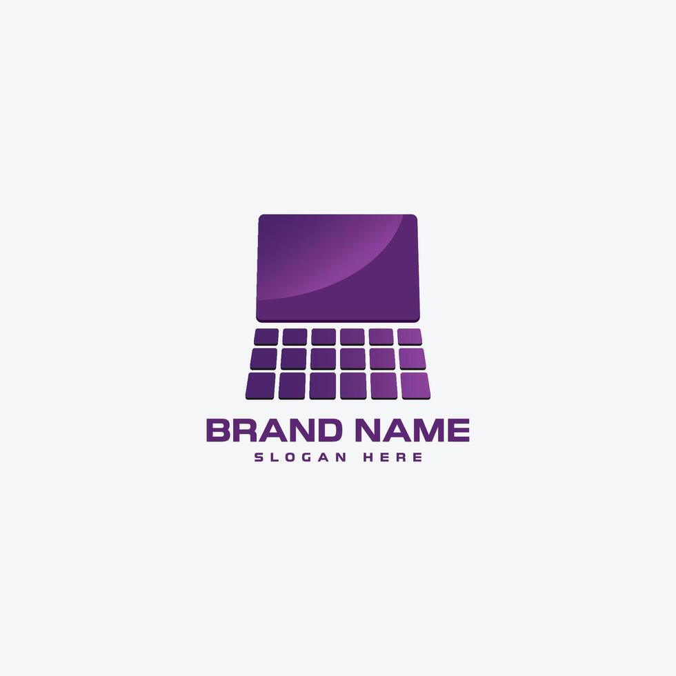 Computer shop logo and icon vector