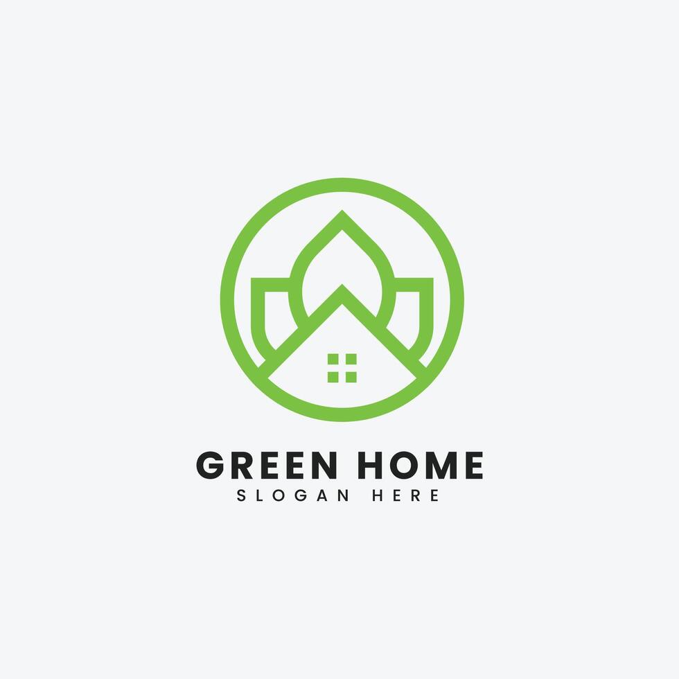 green home leaf logo and icon vector