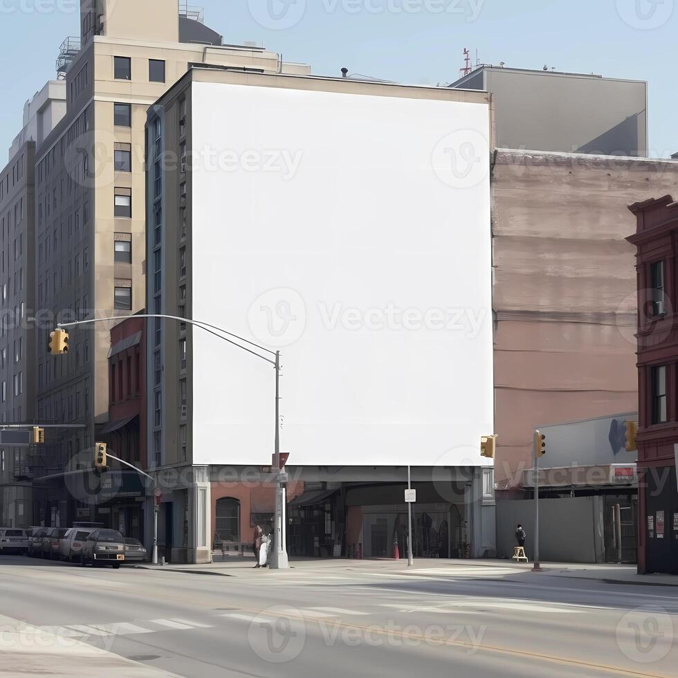 ai generativo blanco cartelera en el ciudad foto