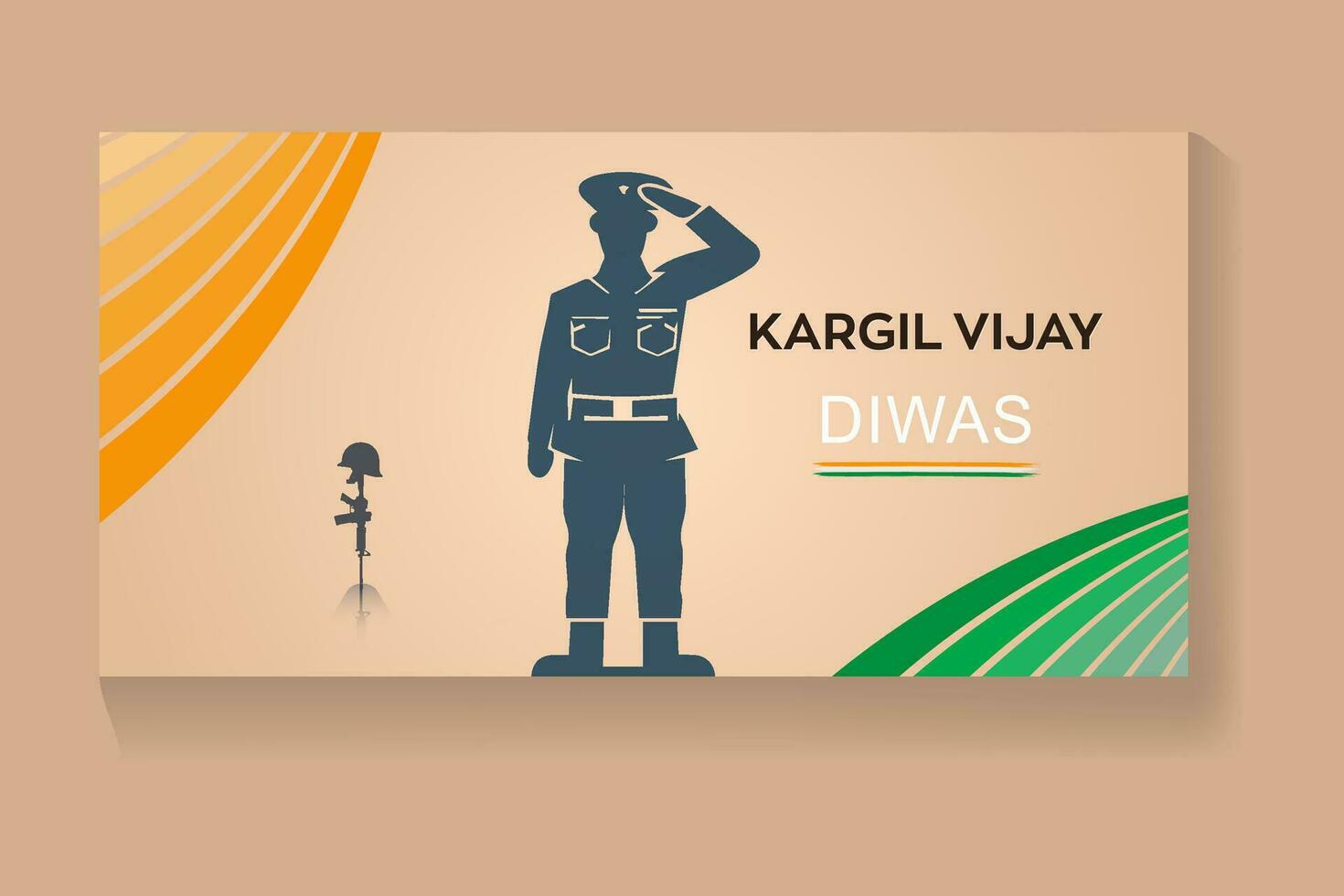 kargil vijay diwas, soldados resumen concepto para hombre y el pistola, bandera póster 26 th vector