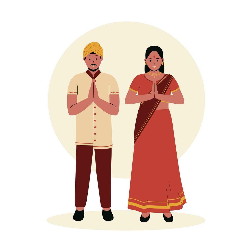 hombre y mujer en tradicional ropa ilustración vector
