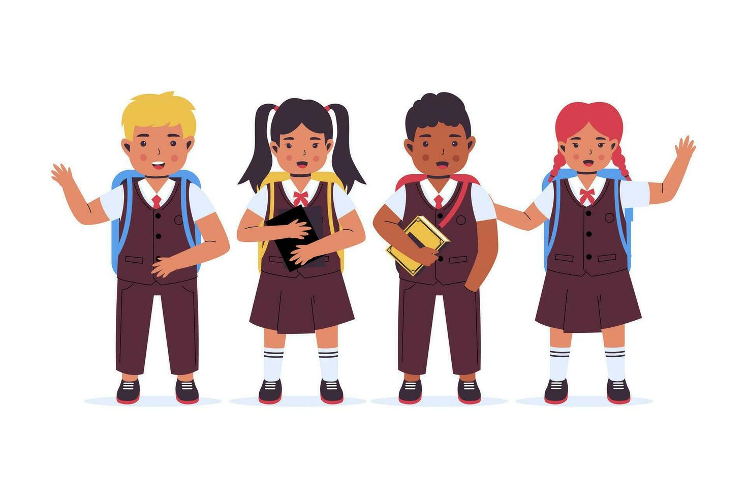 Set collection of School children illustration vector