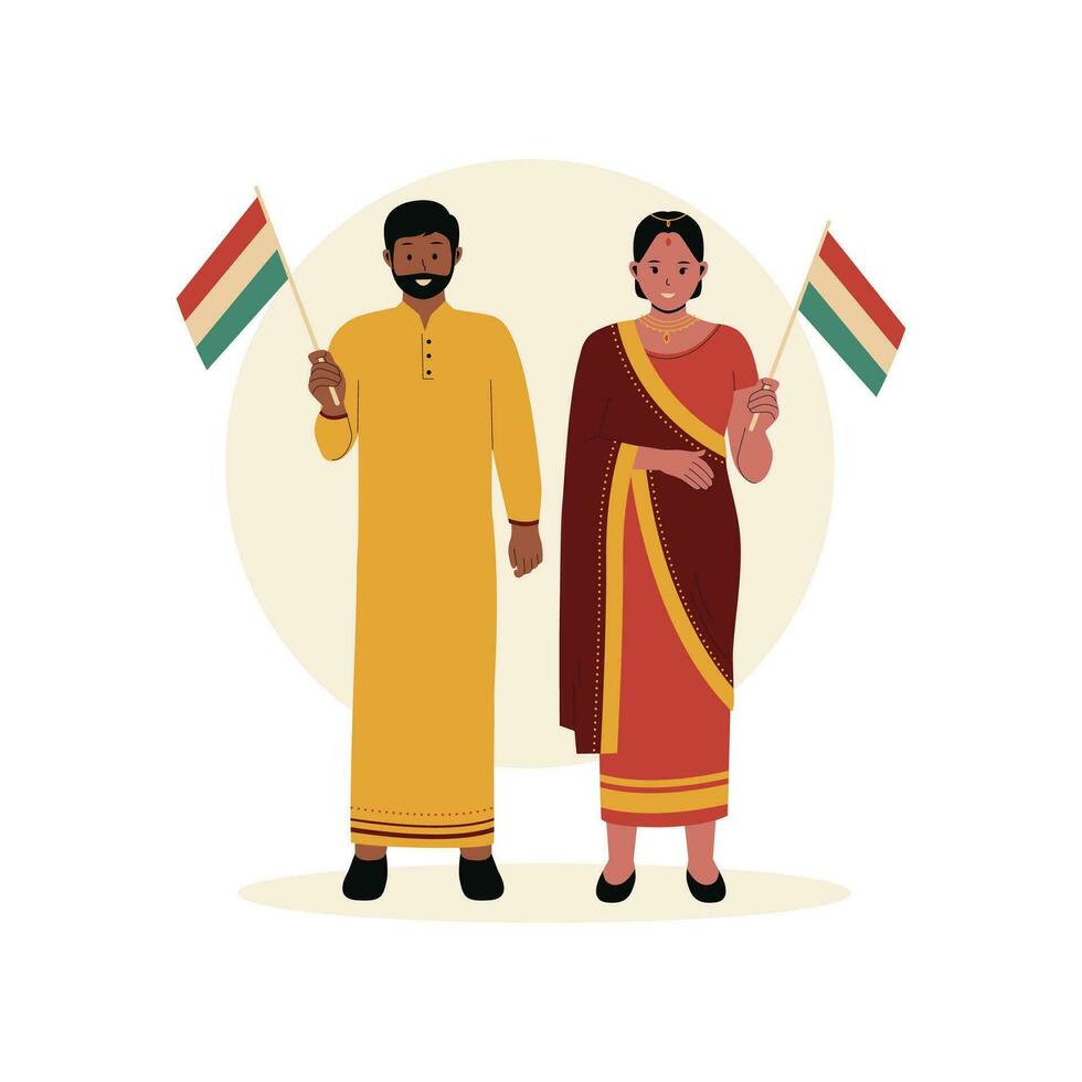 Man and woman in traditional clothes illustration vector