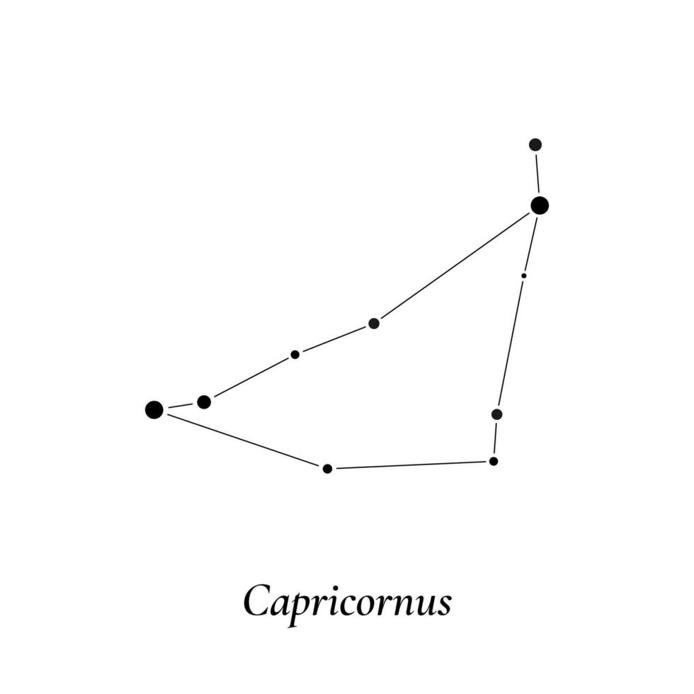 Capricornus sign. Stars map of zodiac constellation. Vector illustration