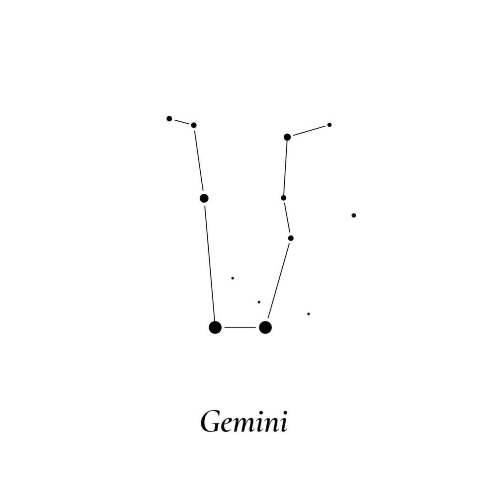 Geminis signo. estrellas mapa de zodíaco constelación. vector ilustración