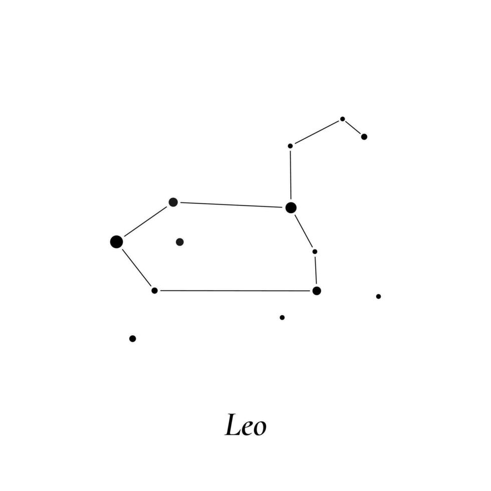 Leo sign. Stars map of zodiac constellation. Vector illustration