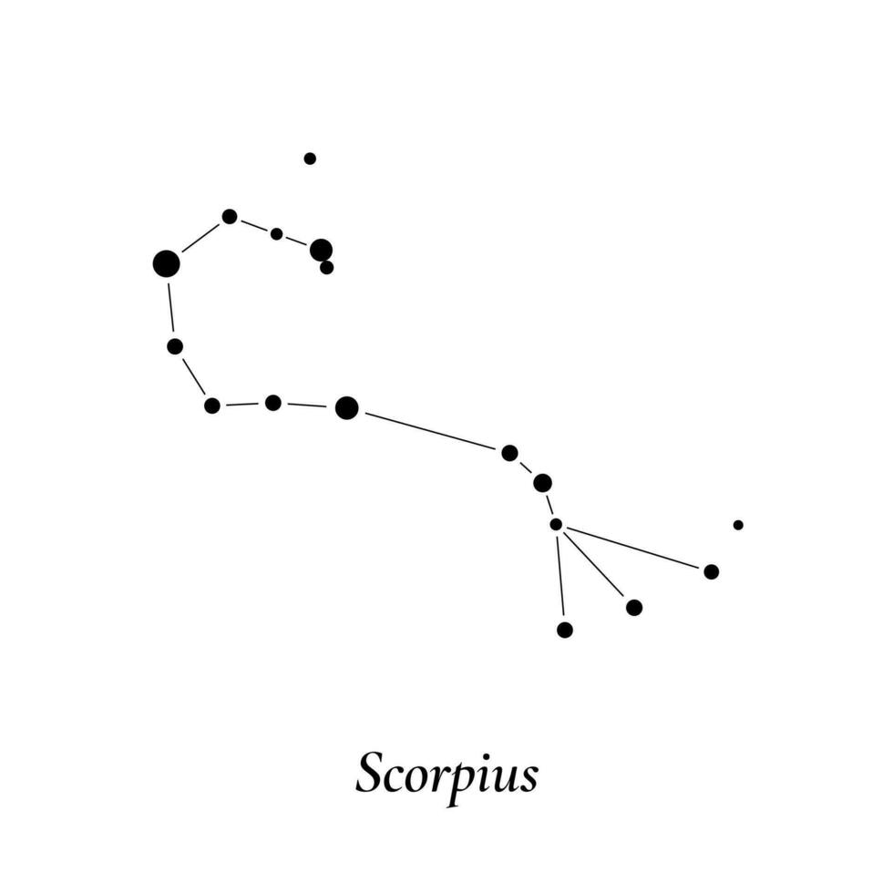 escorpio signo. estrellas mapa de zodíaco constelación. vector ilustración