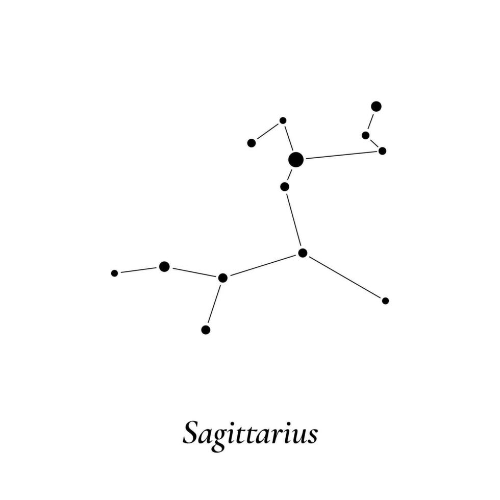 Sagittarius sign. Stars map of zodiac constellation. Vector illustration