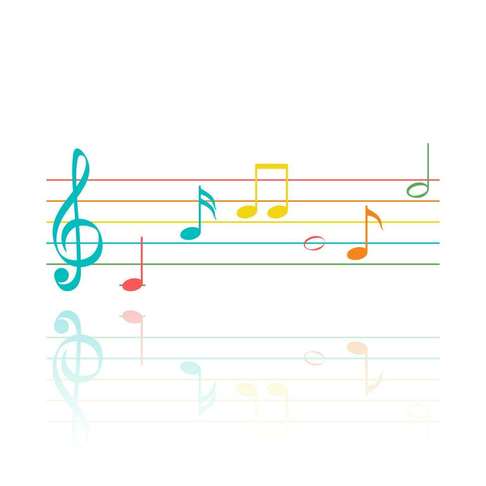 Set of color music note symbols. Abstract music composition. Vector illustration isolated on white