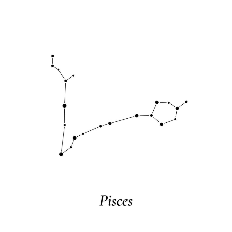 Pisces sign. Stars map of zodiac constellation. Vector illustration