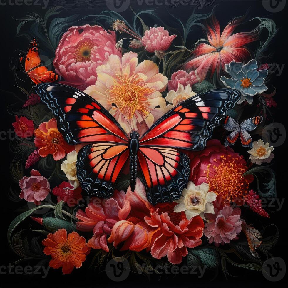 A Heliconius butterfly pollinating flowers Westford, Massachusetts. technology. photo