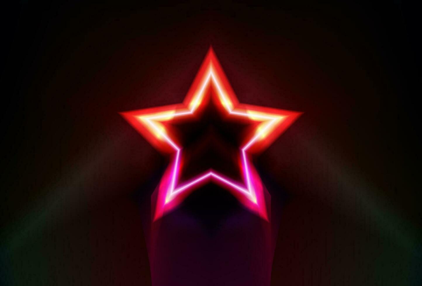 glowing star on a black background. Glowing red star with space background. abstract red star background template. vector