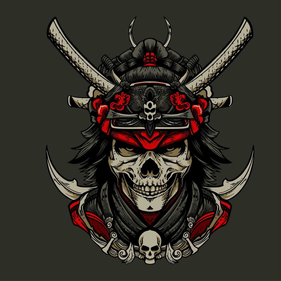 vector Japanese skulls samurai
