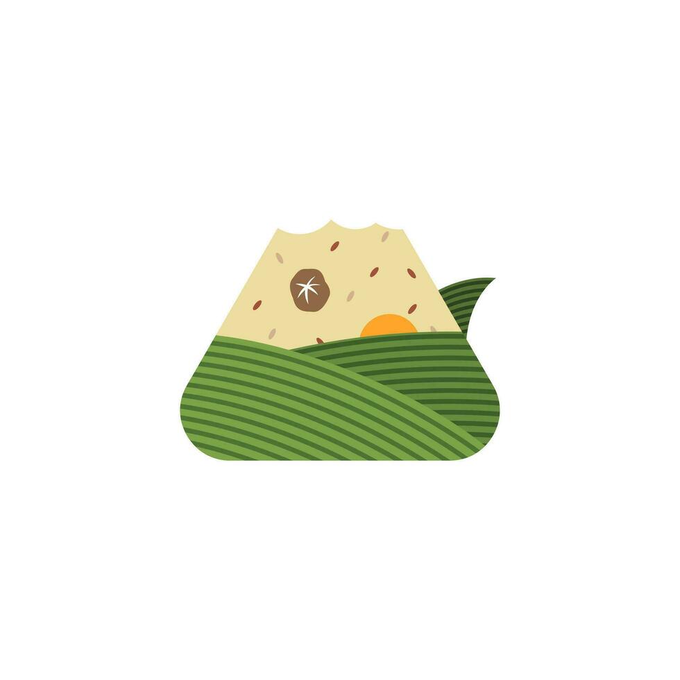 zongzi or sticky rice dumplings flat design vector illustration. traditional chinese cuisine