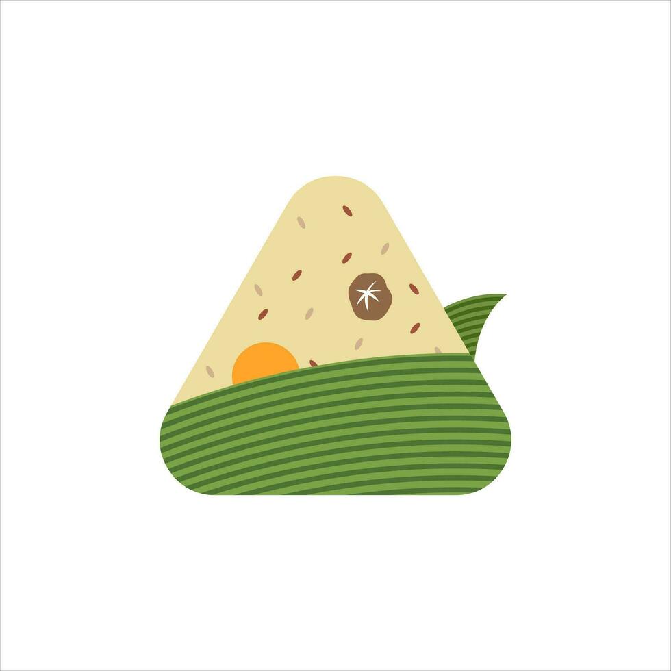 zongzi or sticky rice dumplings flat design vector illustration. traditional chinese cuisine