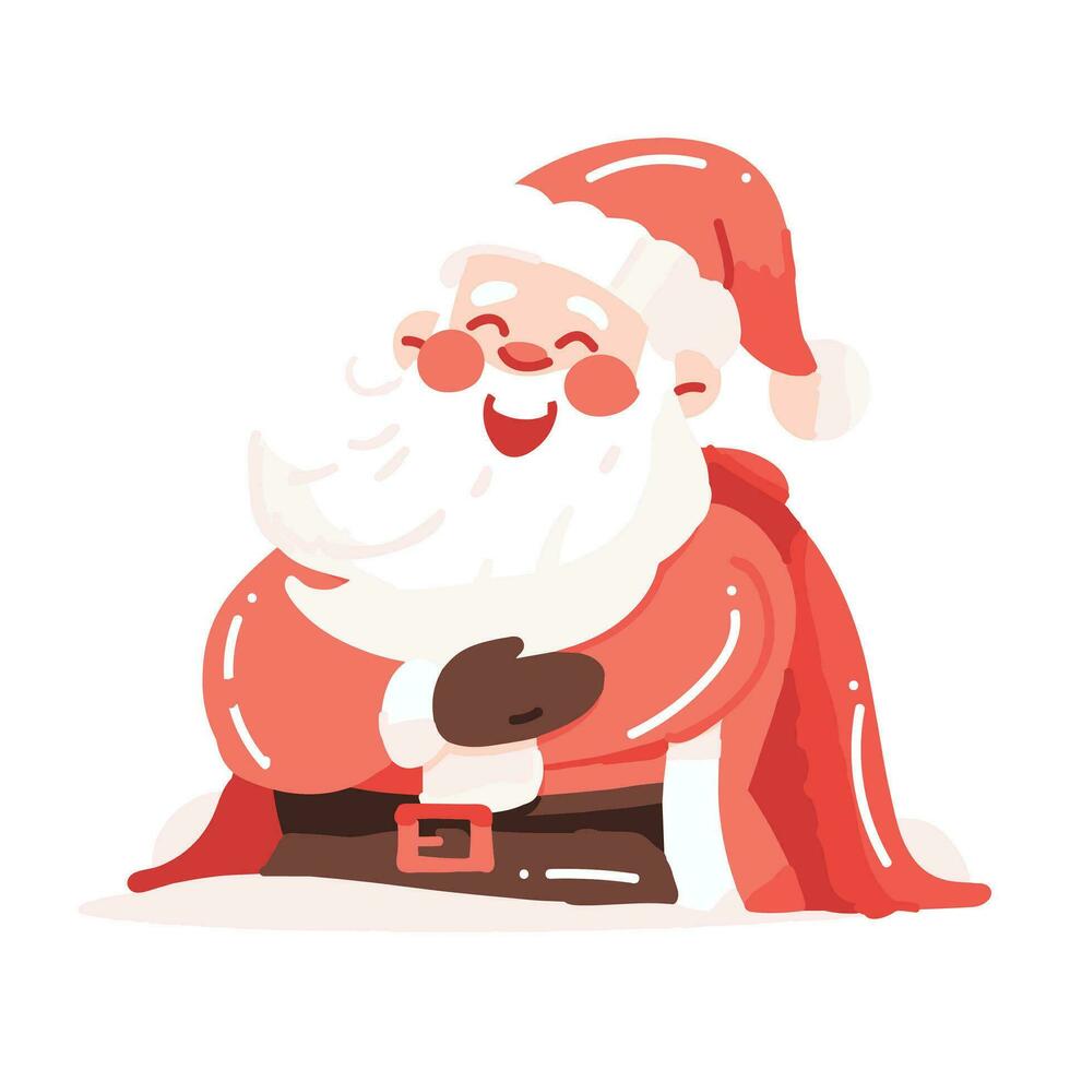 Hand Drawn Happy Santa character in flat style vector