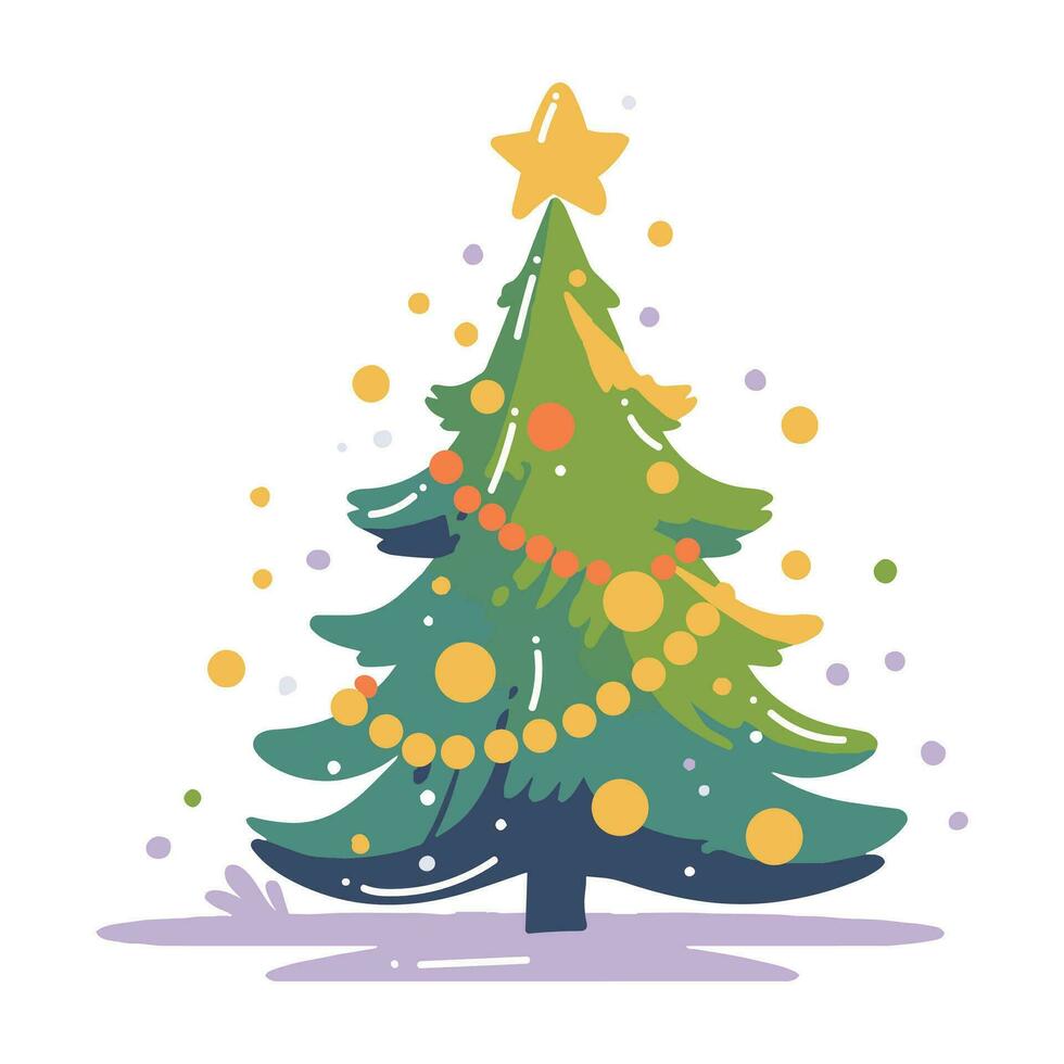 Hand Drawn christmas tree in flat style vector