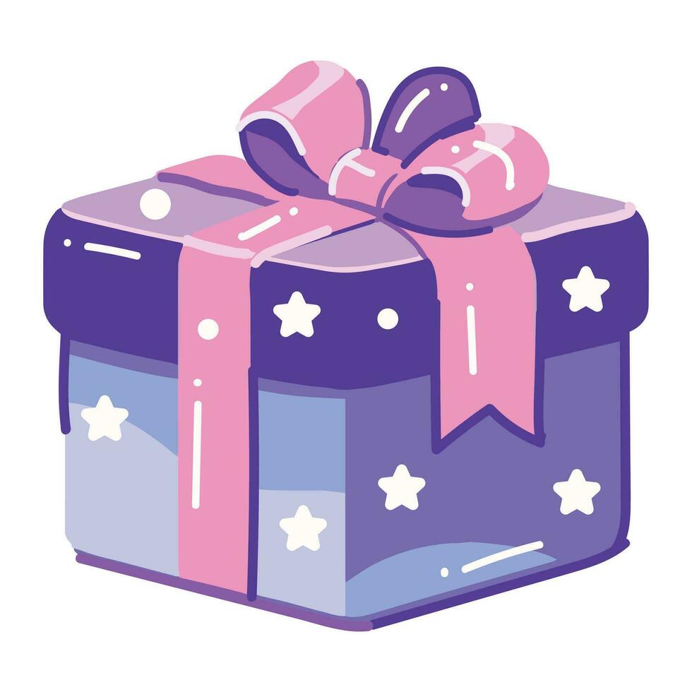 Hand Drawn christmas gift box in flat style vector
