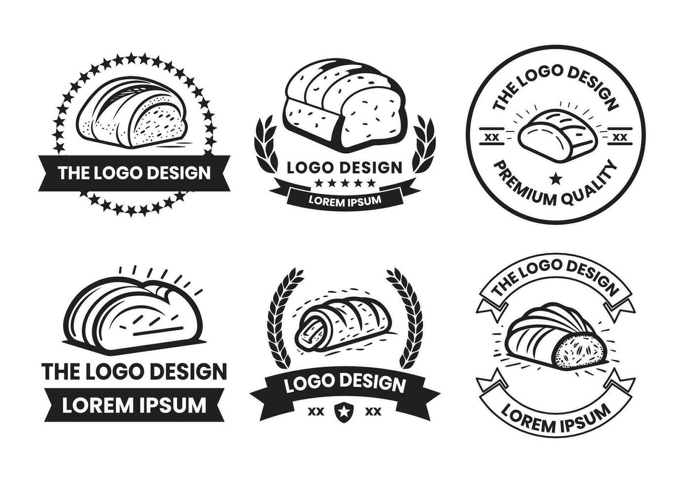 bread loaf logo in flat line art style vector