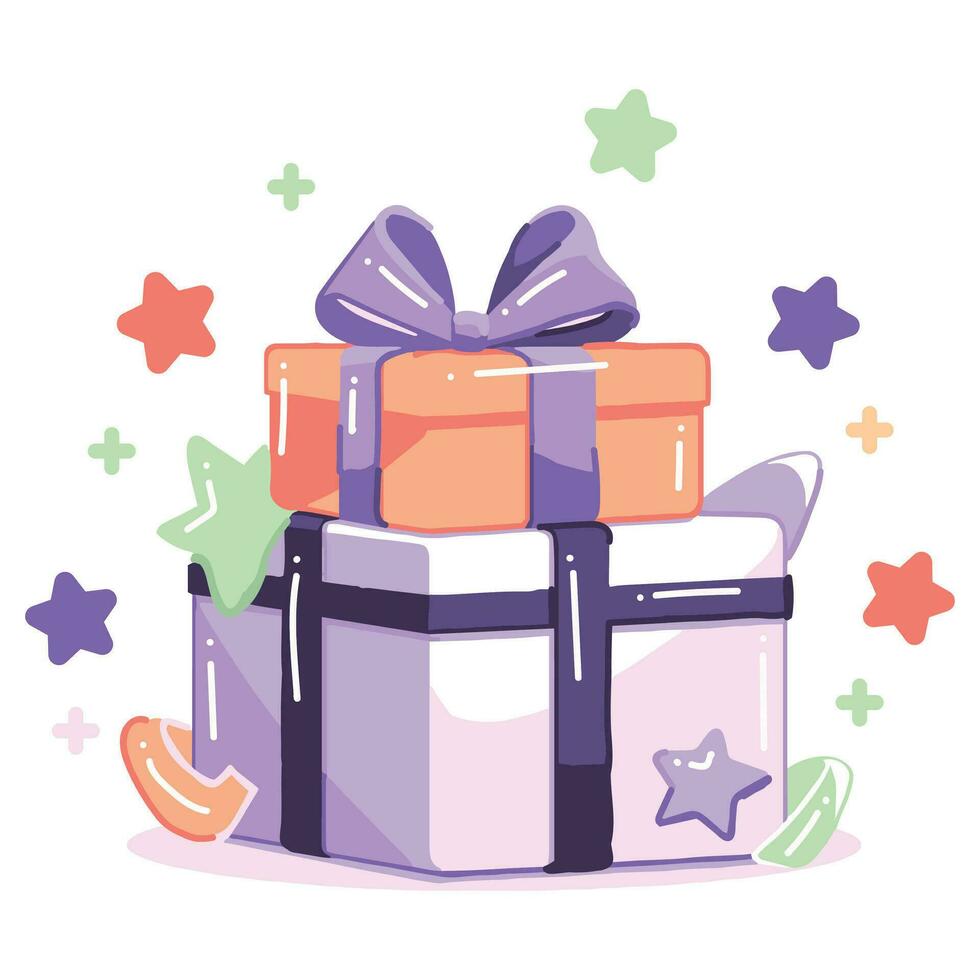 Hand Drawn christmas gift box in flat style vector