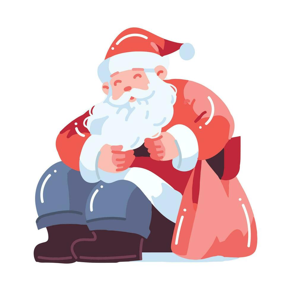 mano dibujado contento Papa Noel personaje en plano estilo vector