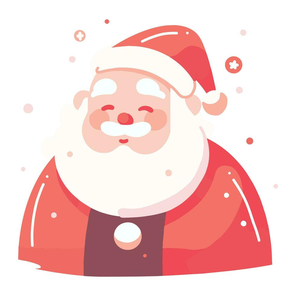 Hand Drawn Happy Santa character in flat style vector