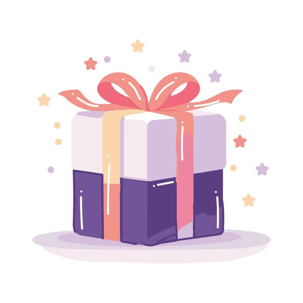 mano dibujado Navidad regalo caja en plano estilo vector