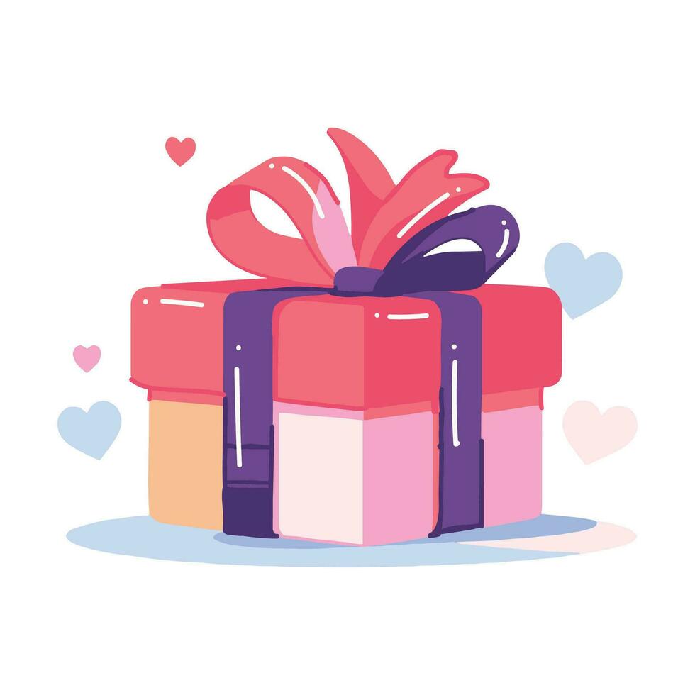 Hand Drawn christmas gift box in flat style vector