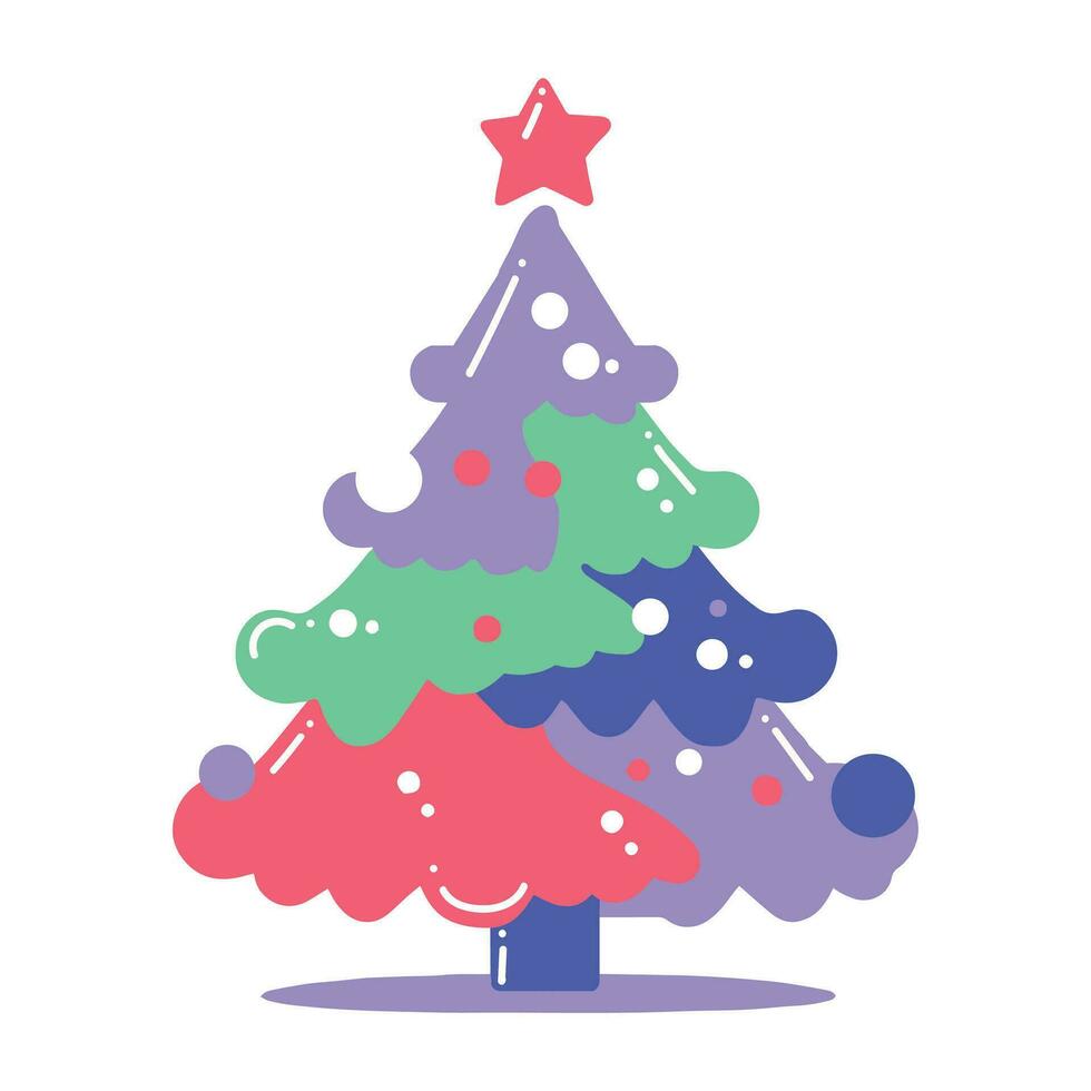 Hand Drawn christmas tree in flat style vector