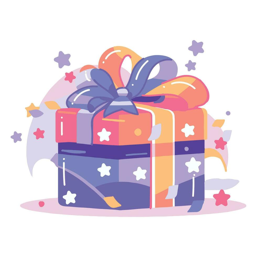 Hand Drawn christmas gift box in flat style vector