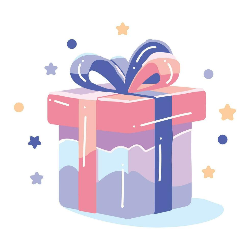 Hand Drawn christmas gift box in flat style vector
