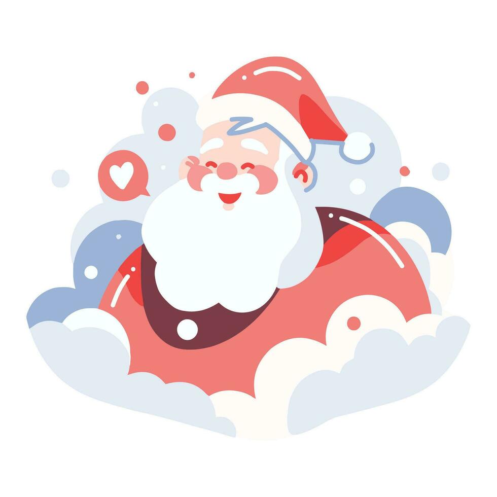 Hand Drawn Happy Santa character in flat style vector