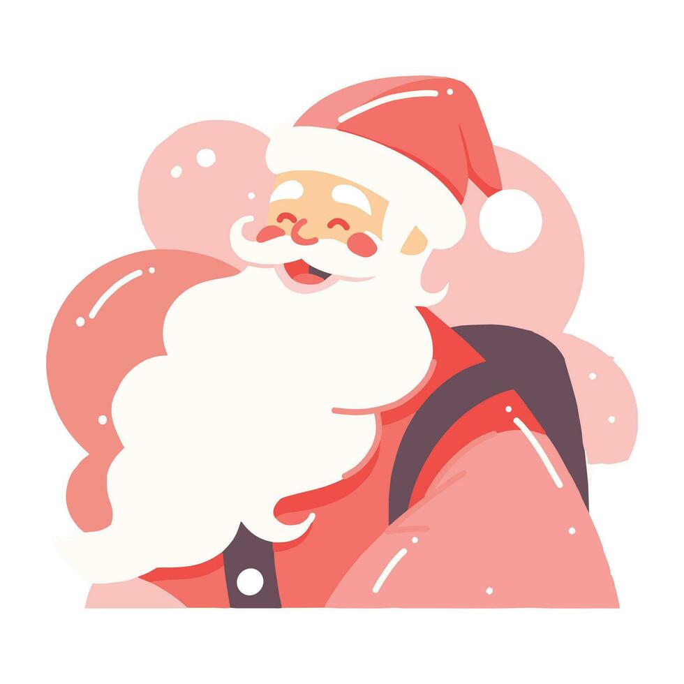 Hand Drawn Happy Santa character in flat style vector