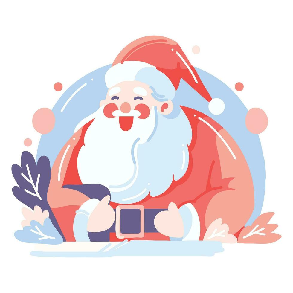 mano dibujado contento Papa Noel personaje en plano estilo vector