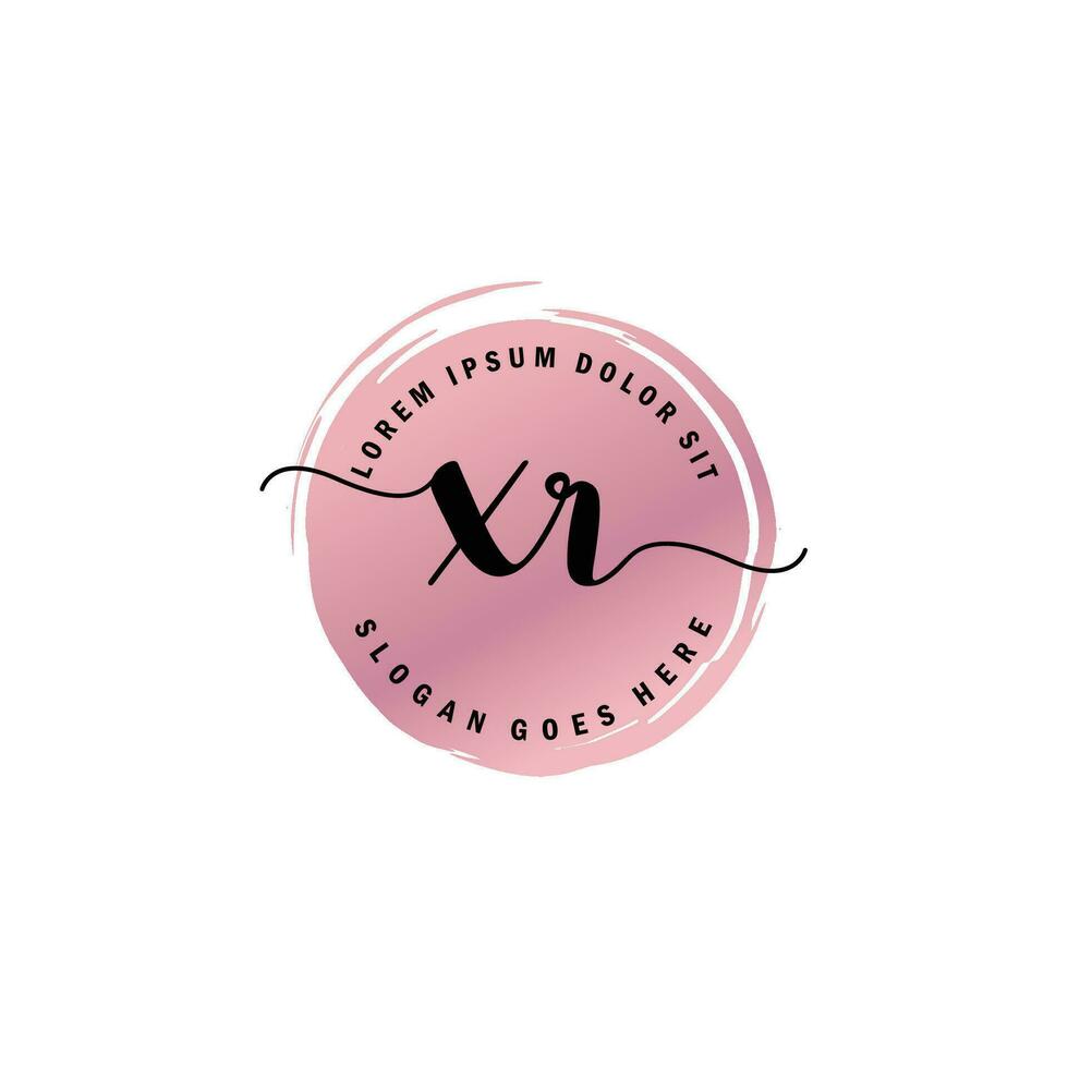 XR Initial Letter handwriting logo with circle brush template vector