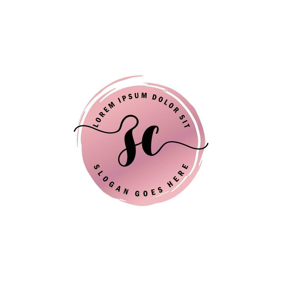 ZC Initial Letter handwriting logo with circle brush template vector