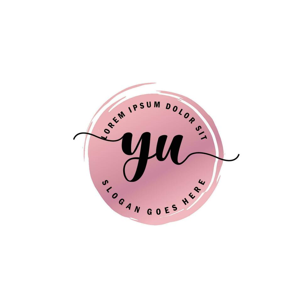 YU Initial Letter handwriting logo with circle brush template vector