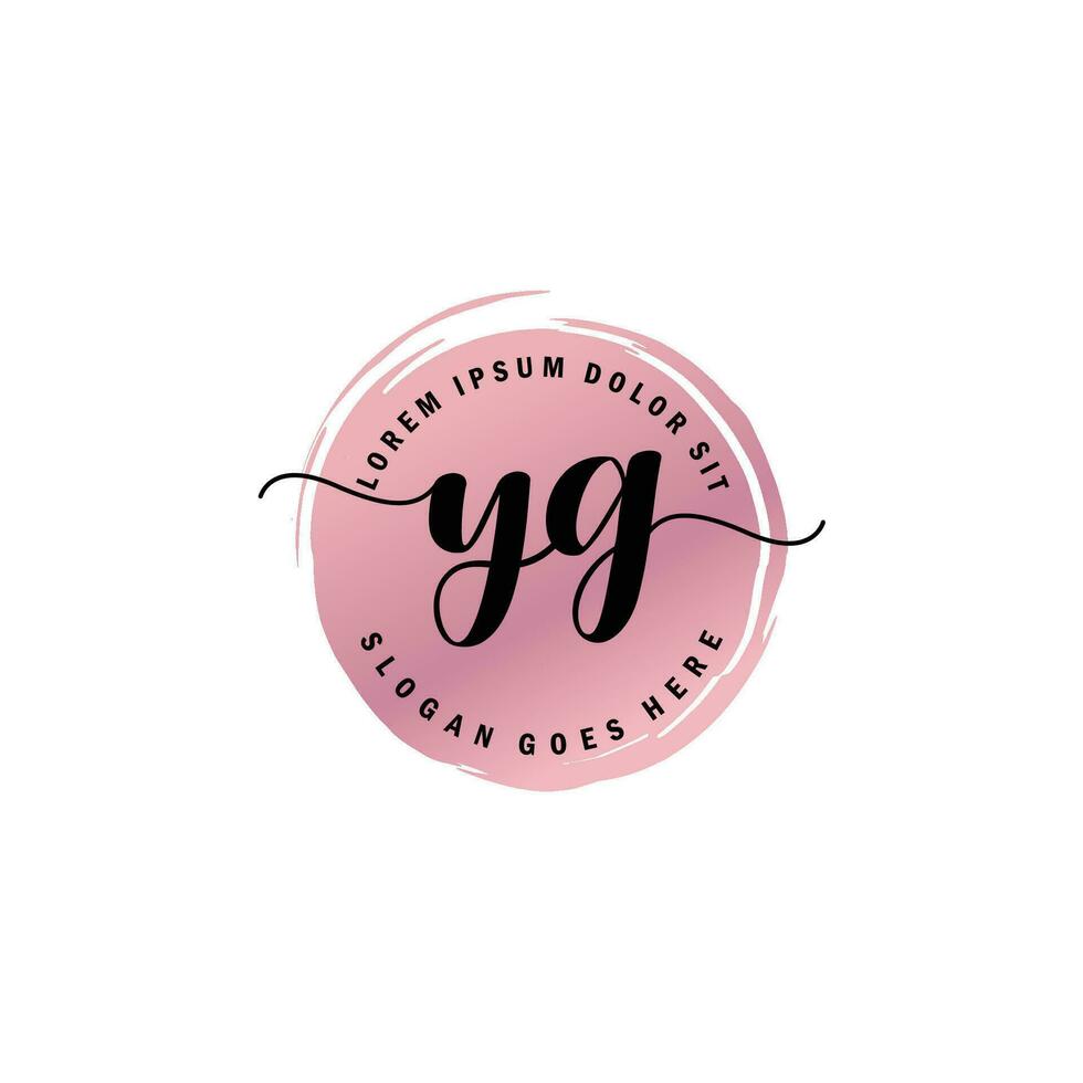 YG Initial Letter handwriting logo with circle brush template vector