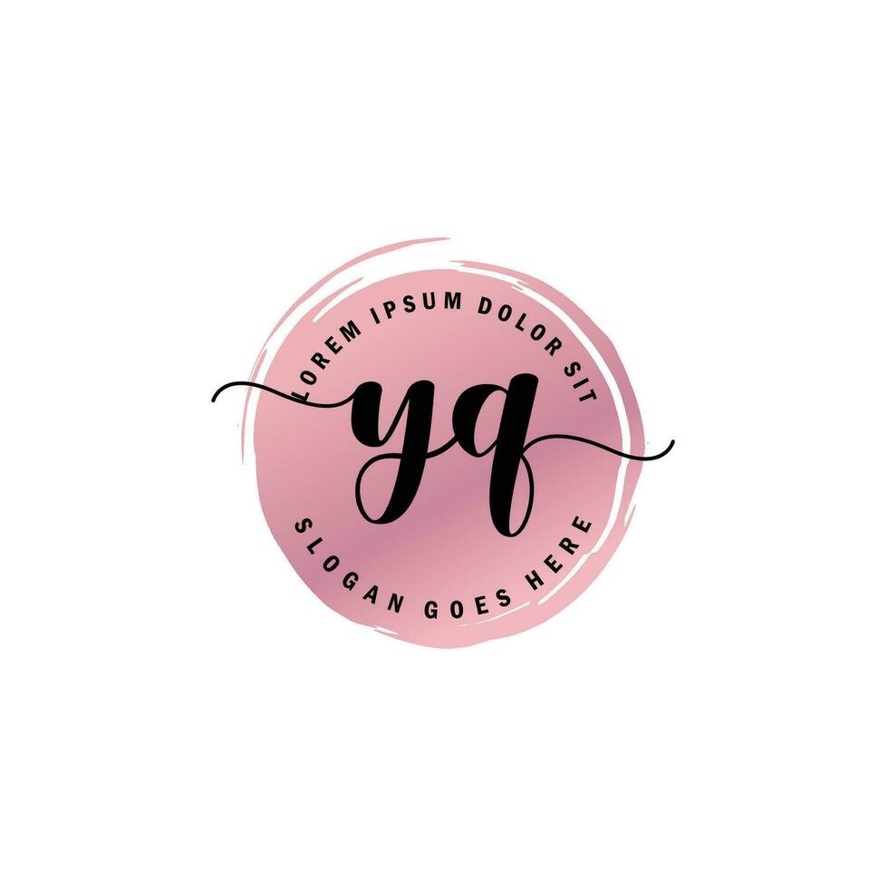 YQ Initial Letter handwriting logo with circle brush template vector