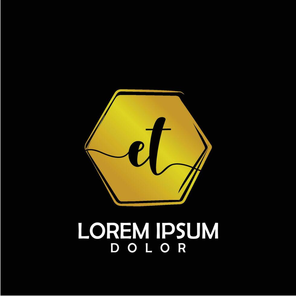 ET Initial Letter handwriting logo with circle brush template vector