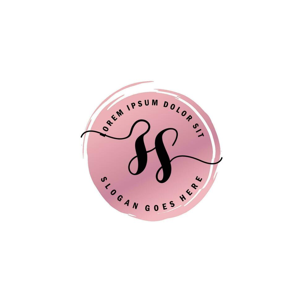 ZS Initial Letter handwriting logo with circle brush template vector