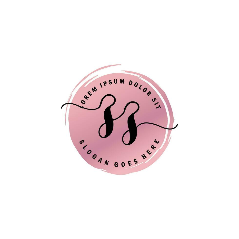 ZZ Initial Letter handwriting logo with circle brush template vector