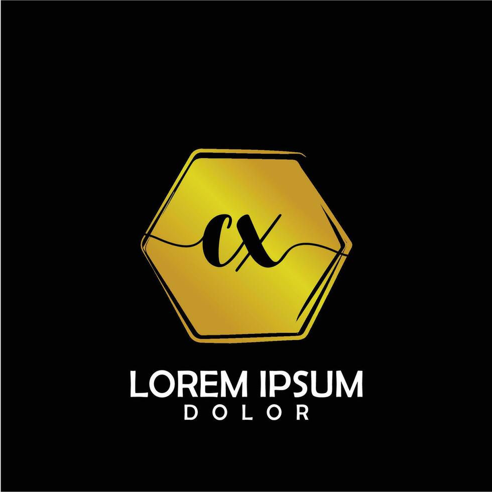 CX Initial Letter handwriting logo with circle brush template vector