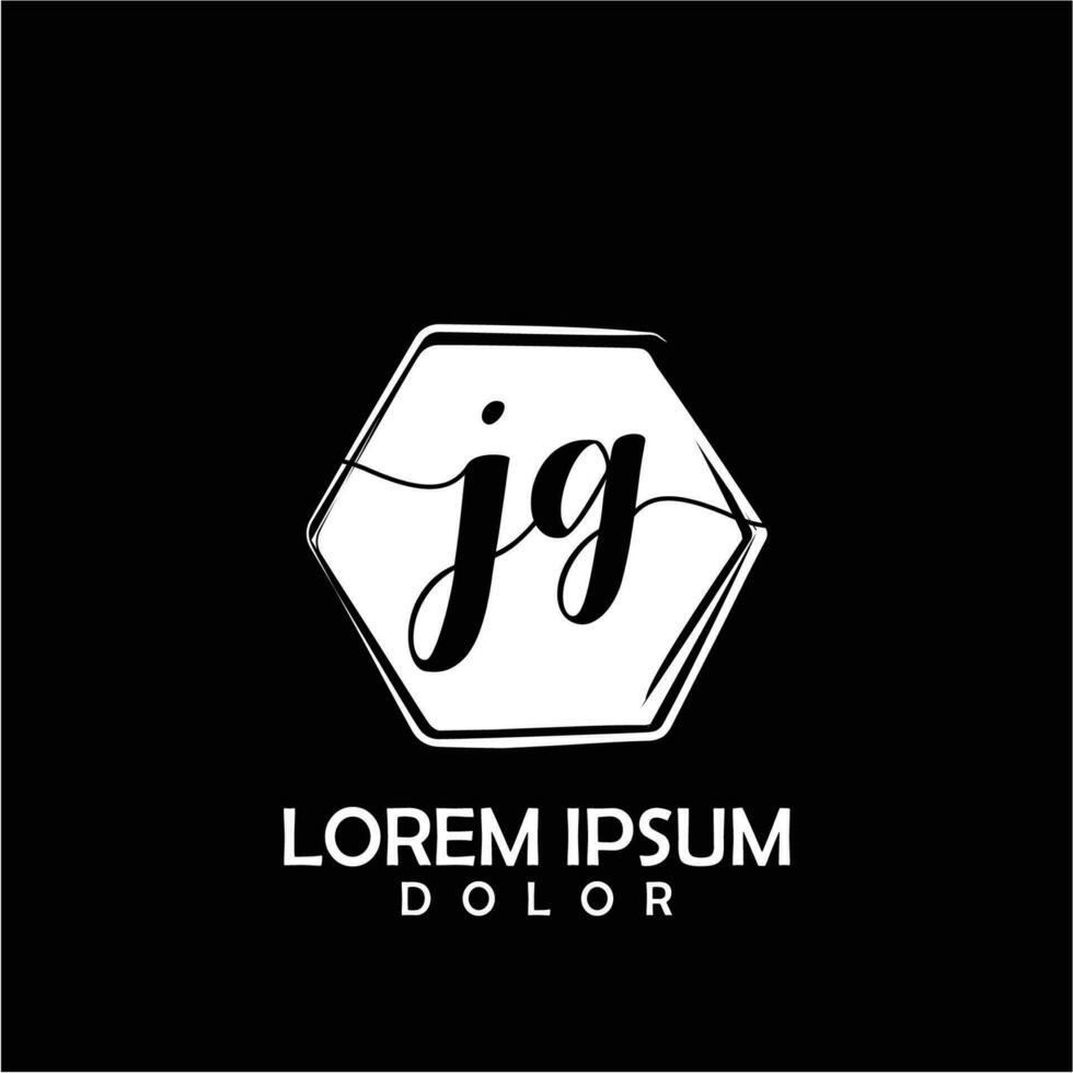 jg inicial letra escritura logo con circulo cepillo modelo vector