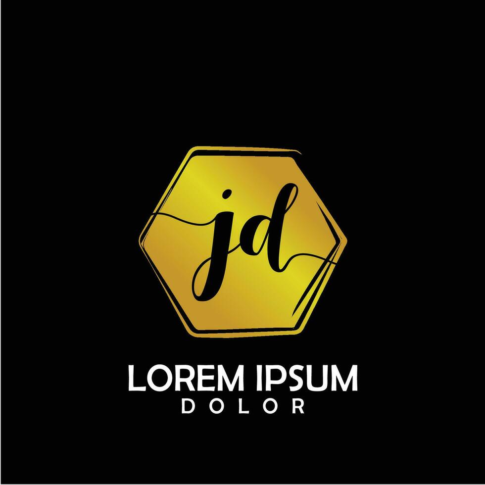 JD Initial Letter handwriting logo with circle brush template vector