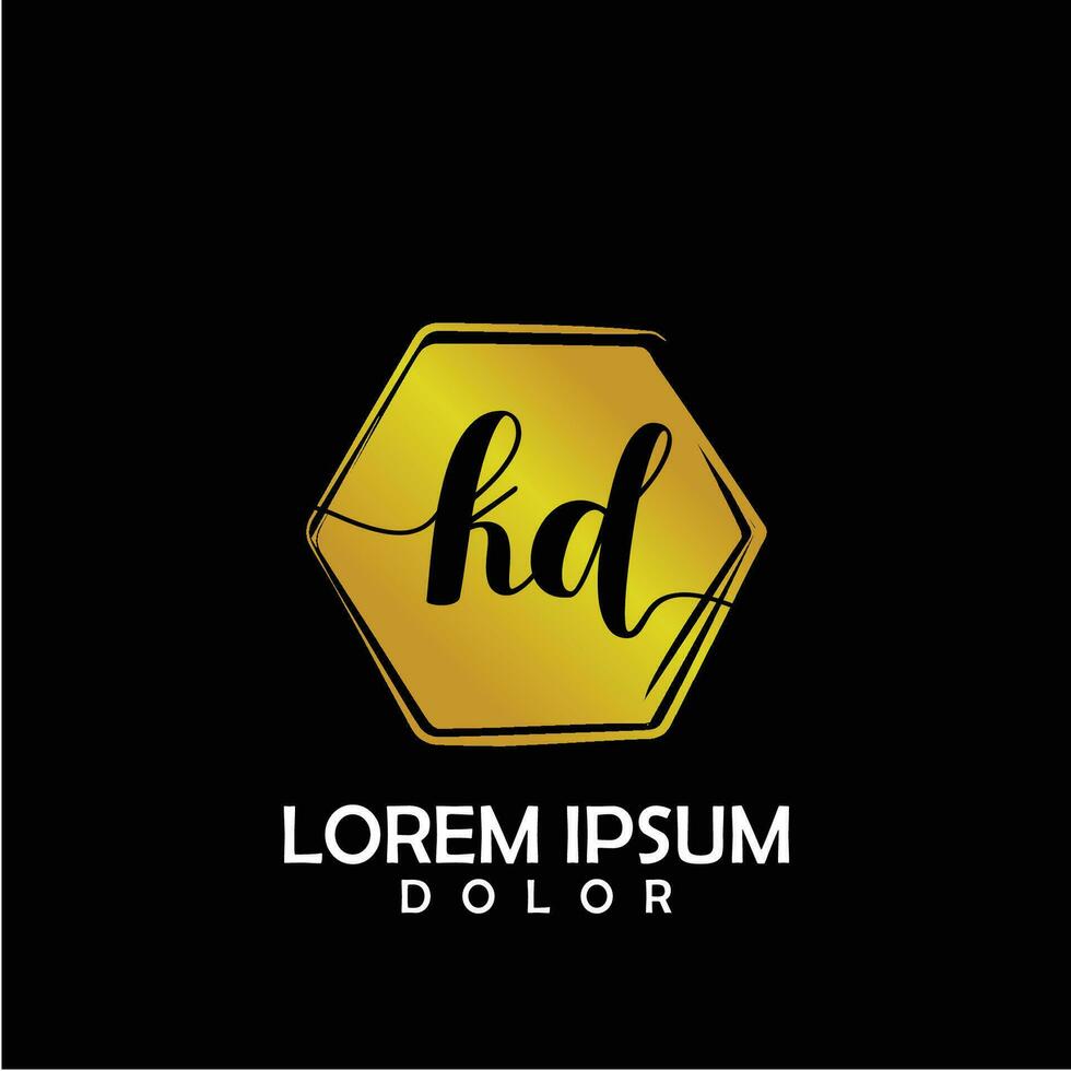 KD Initial Letter handwriting logo with circle brush template vector