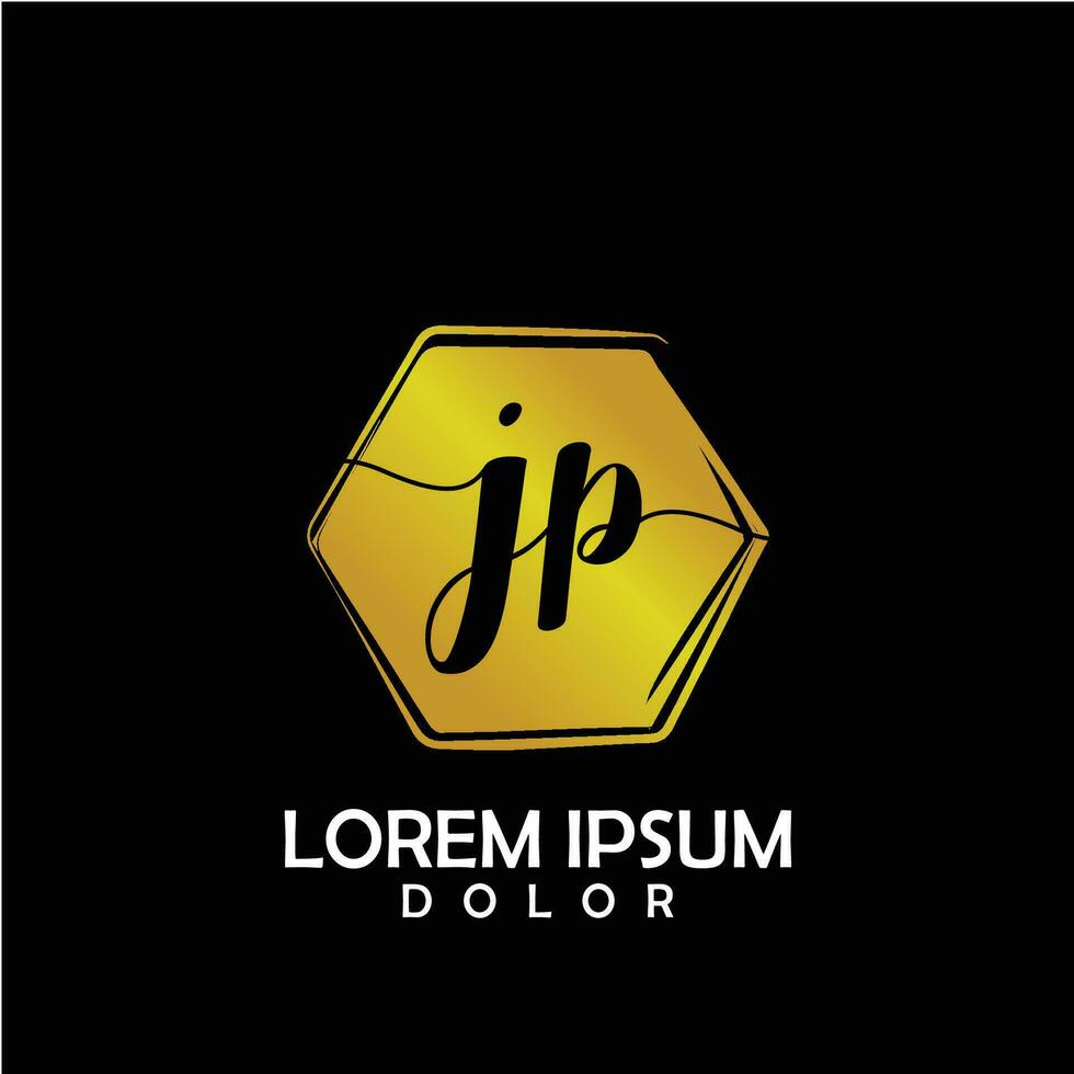 JP Initial Letter handwriting logo with circle brush template vector