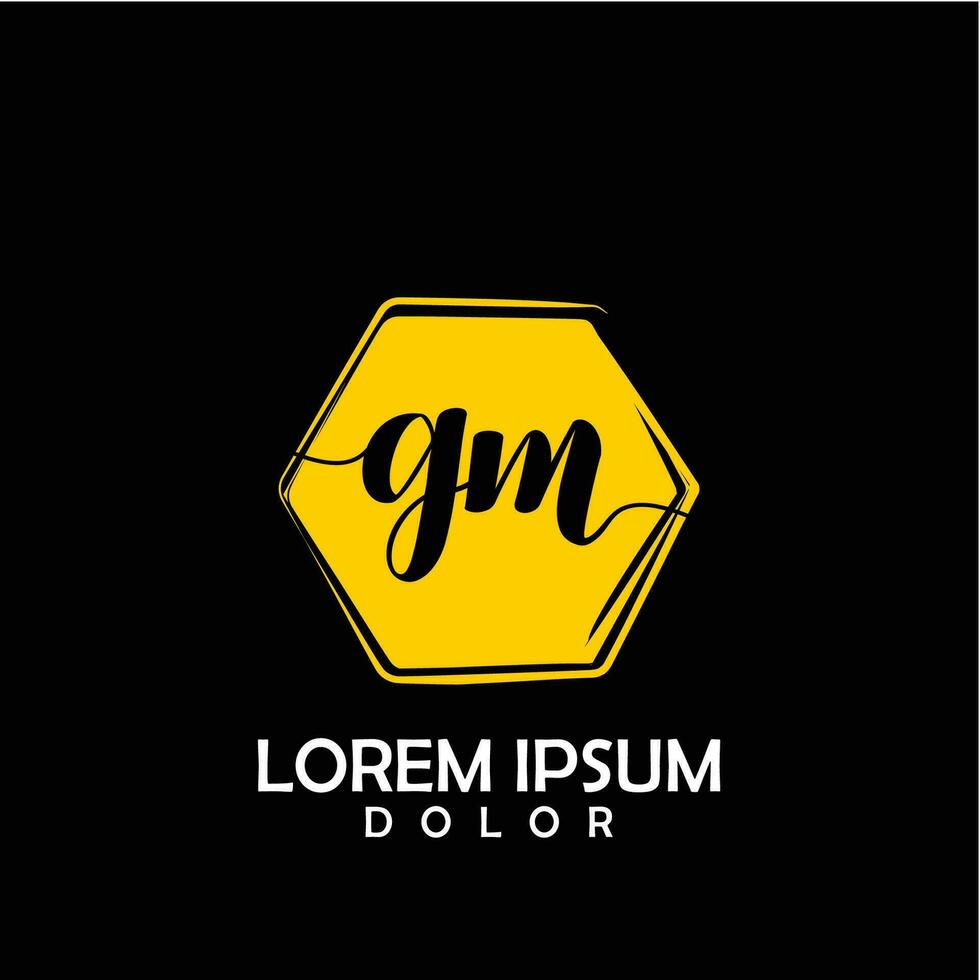 gm inicial letra escritura logo con circulo cepillo modelo vector