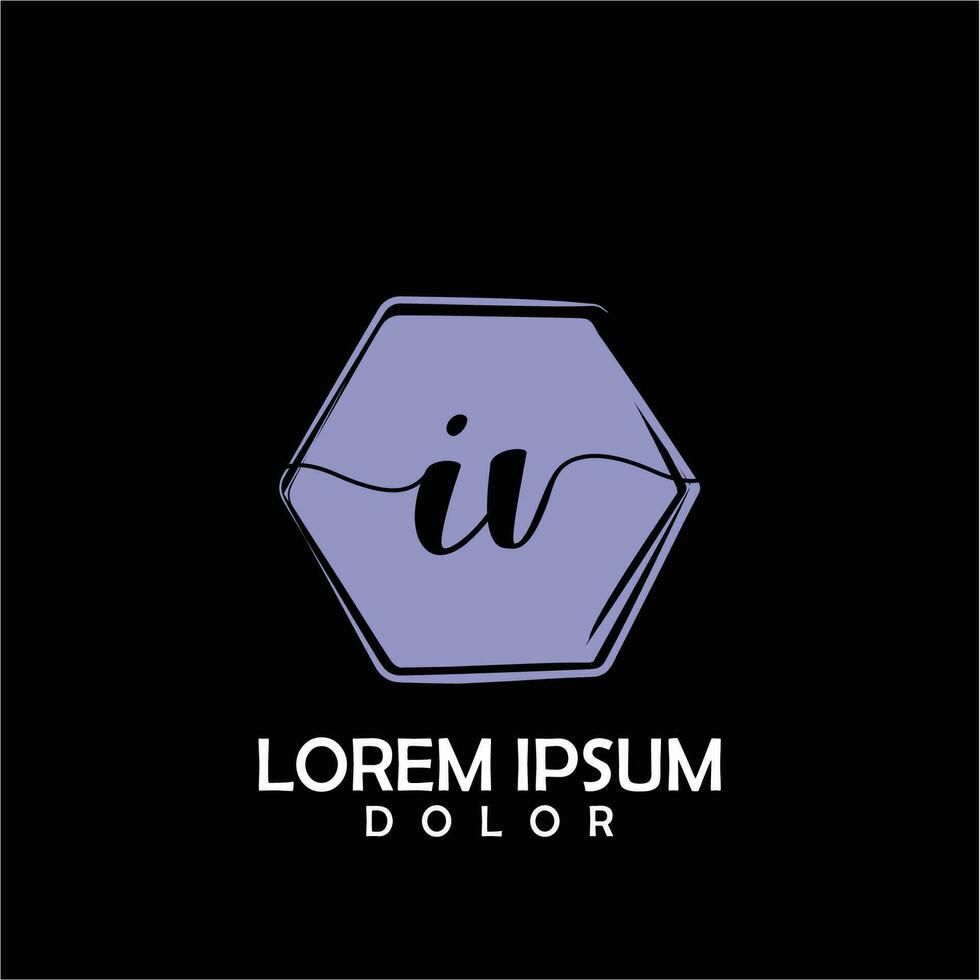 IV Initial Letter handwriting logo with circle brush template vector