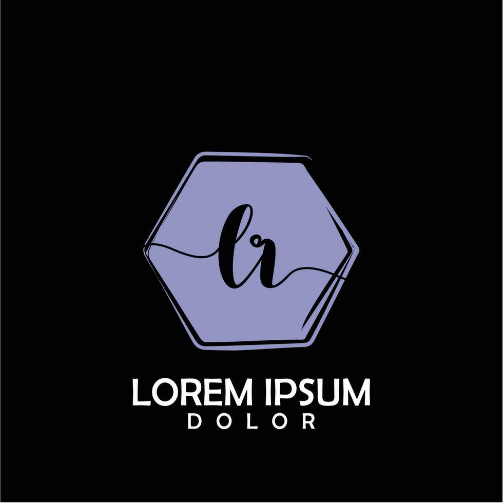 LR Initial Letter handwriting logo with circle brush template vector